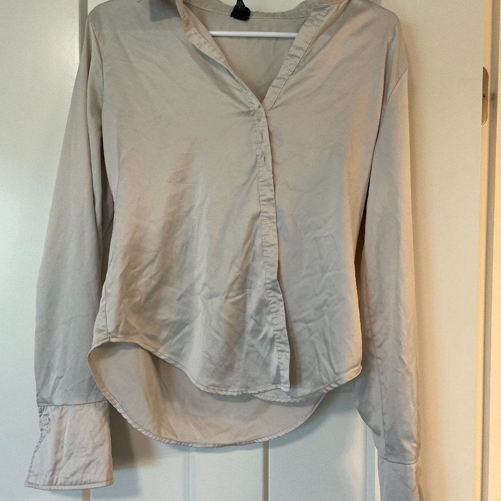 White satin button-up